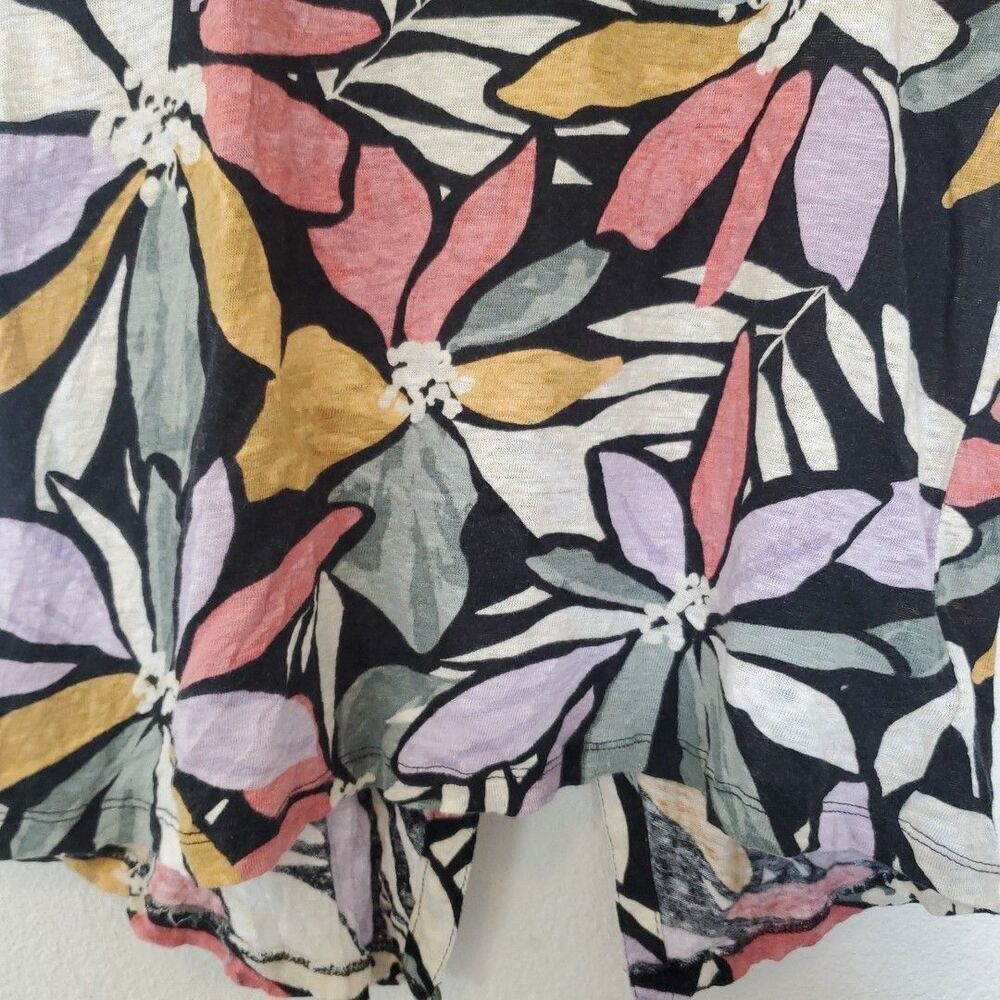 Nicole Miller Women’s Multicolor Floral Round‎ Neck Short Sleeve Linen Blouse M - Picture 6 of 16